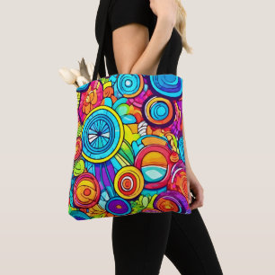 Bolsa Tote Círculos Coloridos Abstrato