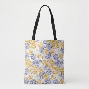 Bolsa Tote Círculos com impressão de pele-leopardo amarela e