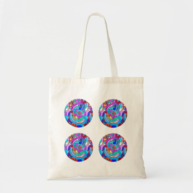 Bolsa Tote círculos de amor retrô hippie (Frente)