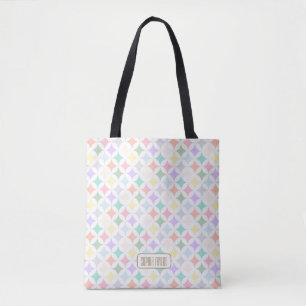 Bolsa Tote Círculos Geométricos de Pastel e Padrão de Diamant