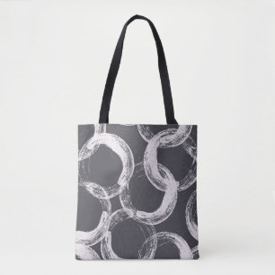 Bolsa Tote Círculos Geométricos Fundo Preto Sem Costura