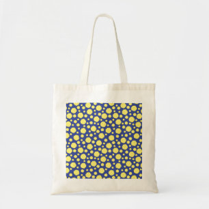 Bolsa Tote Círculos geométricos funky amarelo brilhante em az
