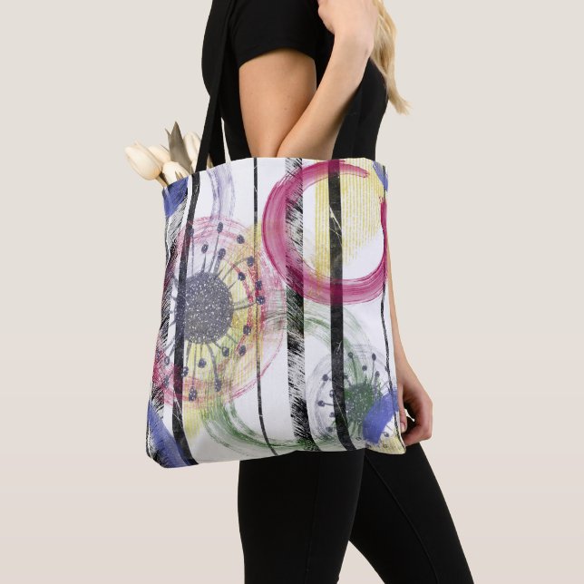 Bolsa Tote Círculos multicoloridos (Close Up)