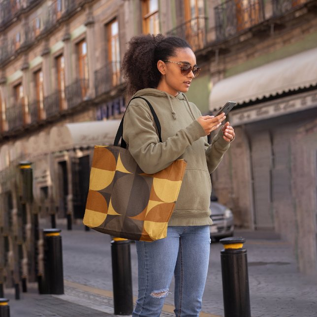 Bolsa Tote Círculos retro castanhos (Criador carregado)