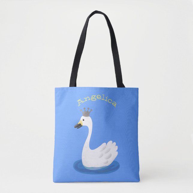 Bolsa Tote Cisne branco bonito com desenho animado (Frente)