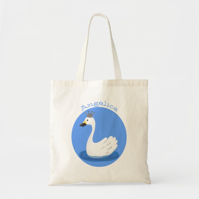 Bolsa Tote Cisne branco bonito com desenho animado (Frente)