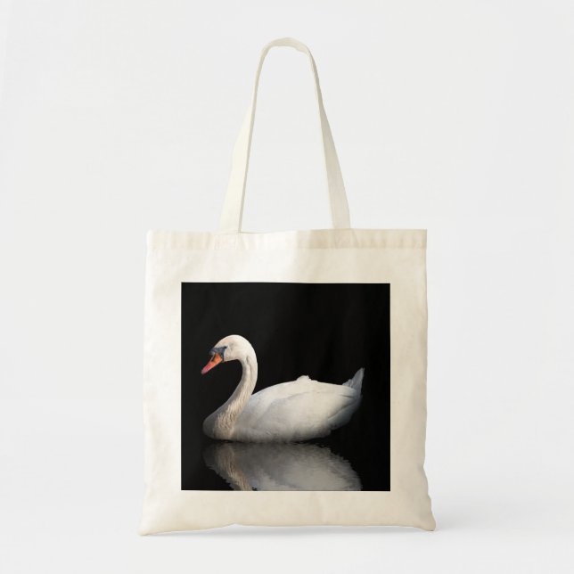 Bolsa Tote Cisne branco sobre preto (Frente)