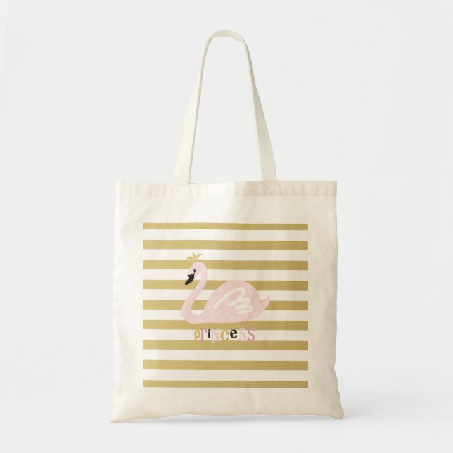 Bolsa Tote Cisne Chic Elegante, Coroa em Listras (Frente)
