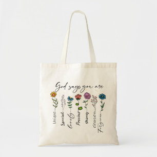 Bolsa Tote Citação Cristã de Flor Silvestre Inspiração Versíc