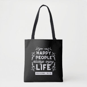 Bolsa Tote Citação Cristã Inspiradora de Provérbios 15:15