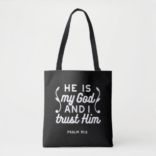 Bolsa Tote Citação da Fé Cristã – Confie em Deus Salmo 91:2