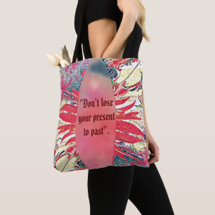 Bolsa Tote Citação de Abstrato de Folhagem de Pêssegos Elegan