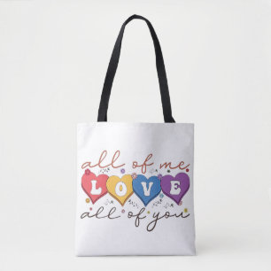 Bolsa Tote Citação de Amor de Coração Colorido