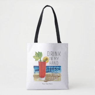 Bolsa Tote Citação de Bebida na Mão Férias de Verão na Praia 