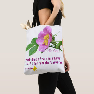 Bolsa Tote Citação de Chuva de Flores Silvestres Rosa Selvage