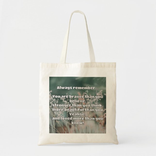 Bolsa Tote Citação de Encorajamento Positivo da Bravery Empat (Frente)