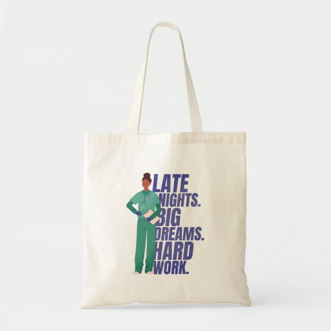 Bolsa Tote Citação de Enfermeira Trabalho Duro (Frente)