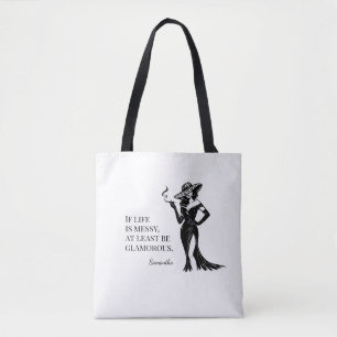 Bolsa Tote Citação de Estilo Glam Personalizado Design