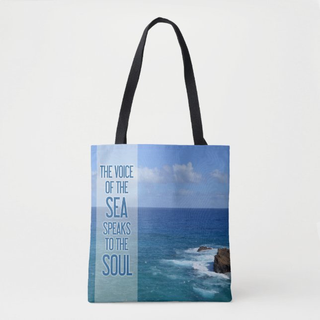 Bolsa Tote Citação de Fotografia Oceano/Mar Havaí (Frente)