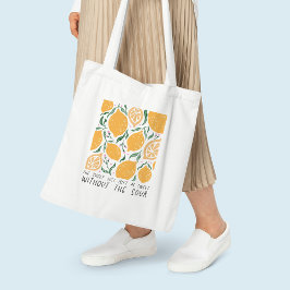 Bolsa Tote Citação de Inspiração de Limão Amarelo Retroativo