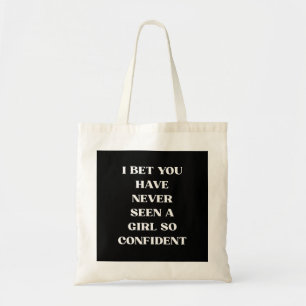Bolsa Tote Citação de Menina Confiante Preta, Feminista