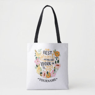 Bolsa Tote Citação de Motivação de Inspiração Floral Elegante