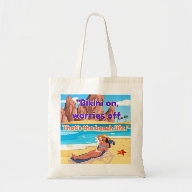 Bolsa Tote citação de praia (Frente)