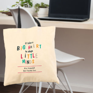 Bolsa Tote Citação de Professor de Coração Grande Tipografia 