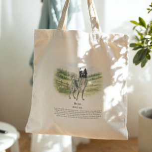 Bolsa Tote Citação de Raça de Cachorro Mudi Húngaro em Aquare