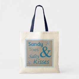 Bolsa Tote Citação de Sandy Toes e Salty Kisses Beach Life