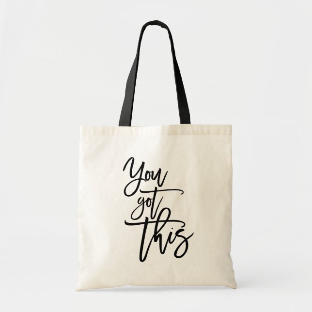 Bolsa Tote Citação de Script Preto Elegante Que Você Recebeu (Frente)