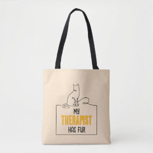 Bolsa Tote Citação Divertida de Amante de Gato Meu Terapeuta