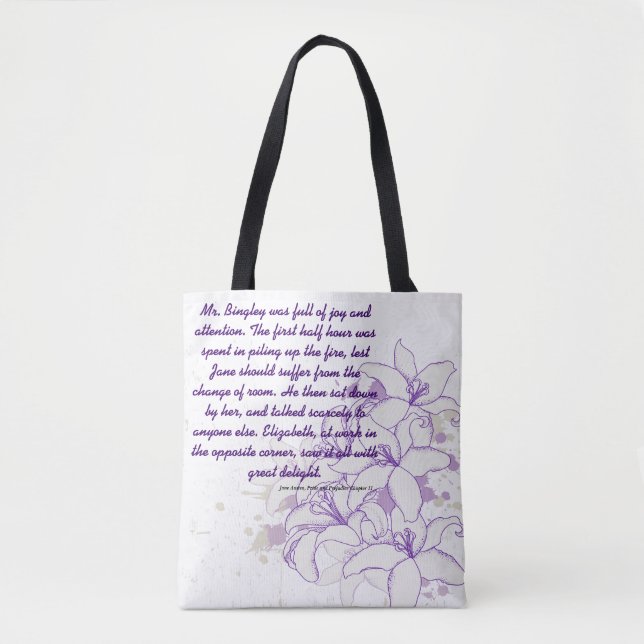 Bolsa Tote Citação do Orgulho de Jane Austen e do Preconceito (Frente)