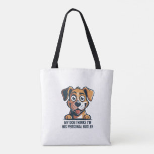 Bolsa Tote Citação engraçada de cachorro mordomo desenho anim