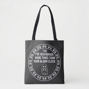 Bolsa Tote Citação engraçada de respawn para jogador de jogos