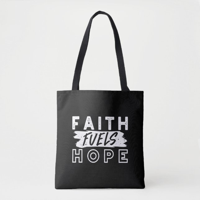 Bolsa Tote Citação Inspiradora de Fé – A Fé Alimenta a Espera (Frente)