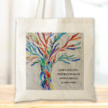Bolsa Tote Citação Inspirativa<br><div class="desc">Este Saco de Tote exclusivo é decorado com um design de árvore de mosaico colorido. Adicione a citação escolhida para personalizá-la. Clique em Personalizar Mais para editar a fonte,  o tamanho da fonte e a cor da fonte. Mosaico original © Michele Davies.</div>