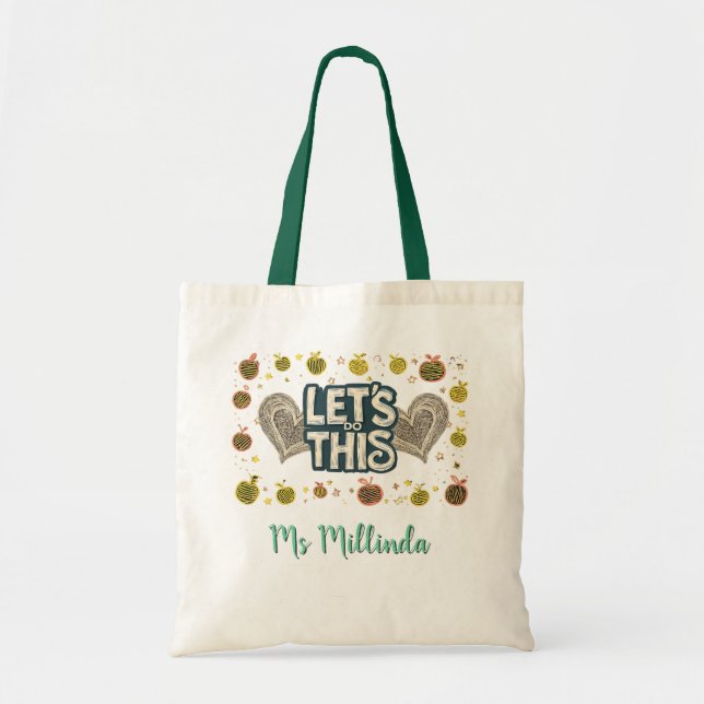 Bolsa Tote Citação Motivacional de Quadro Negro para Professo (Frente)