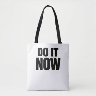 Bolsa Tote Citação Motivacional Faça Agora Tipografia Mínima