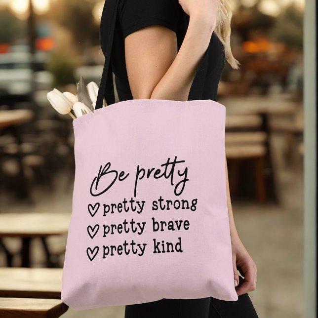 Bolsa Tote Citação Motivacional Rosa (Criador carregado)