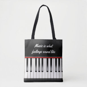 Bolsa Tote citação musical com teclado de piano