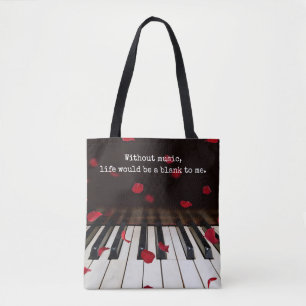 Bolsa Tote Citação musical na barra de ferramentas de chave