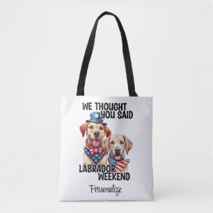 Bolsa Tote Citação Patriótica de Cães Labrador Humor Divertid