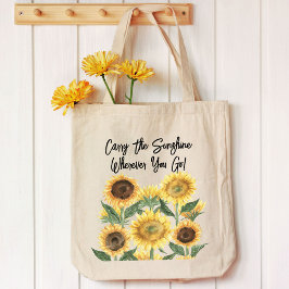 Bolsa Tote Citação Personalizada de Flor de Girassol Floral