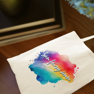 Bolsa Tote Citação positiva colorida de aquarela em arco-íris