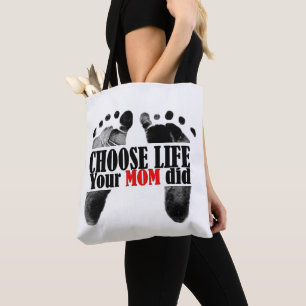 Bolsa Tote Citação Pró-Vida Com Pegadas de Bebê