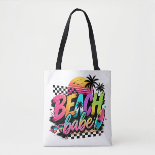 Bolsa Tote Citação Retro Beach Babe Vibrações Tropicais Color