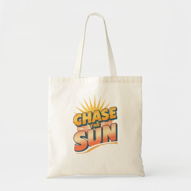 Bolsa Tote Citação Retro de Verão "Persiga o Sol" (Frente)
