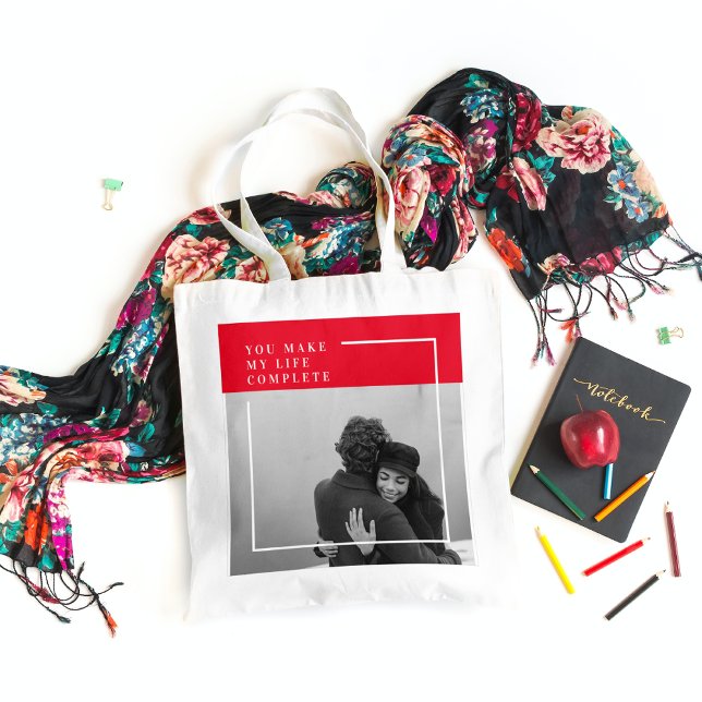 Bolsa Tote Citação Romântica e Foto | Presente Dia de os namo (Criador carregado)