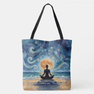 Bolsa Tote Citações de Ioga Meditação Céu Noturno Estrelado L